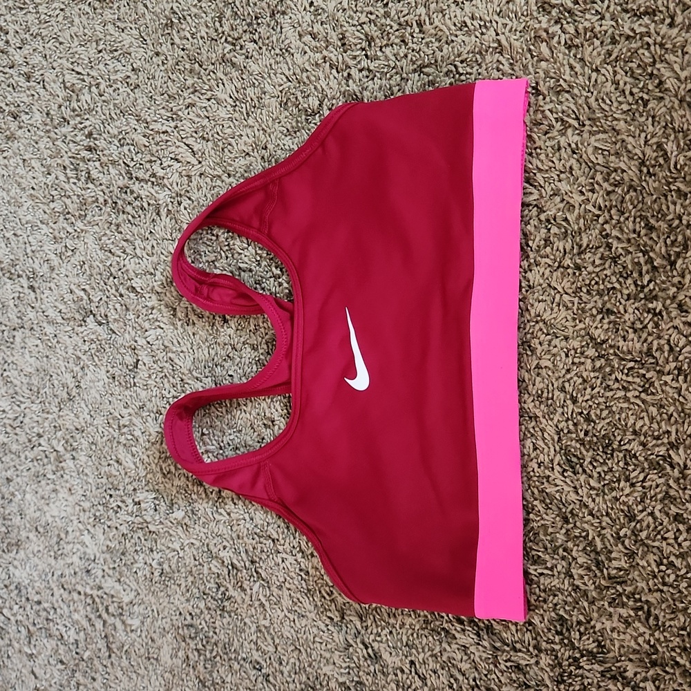 Nike Dri-Fit Sports Bra - burgundy and pink